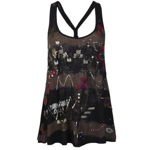 Vintage Y2K All Saints Spitalfields Embellished Black and Brown Women's Top 10